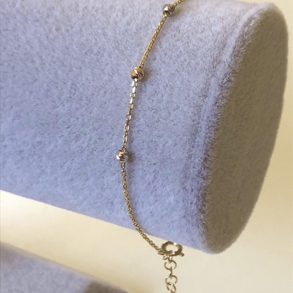 Beads 3 color gold plated 925 silver bracelet - Picture 3 of 3